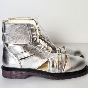 Stiu W Concept Silver Leather Ankle Boots